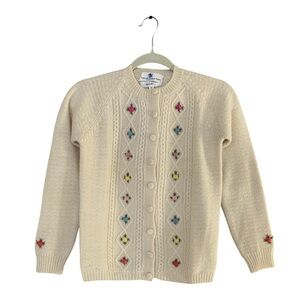 Women’s Vintage Embroidered Wool Cardigan Sweater S